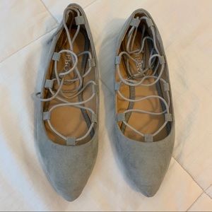 Pointed lace up flats